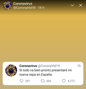 tweet de coronavirus